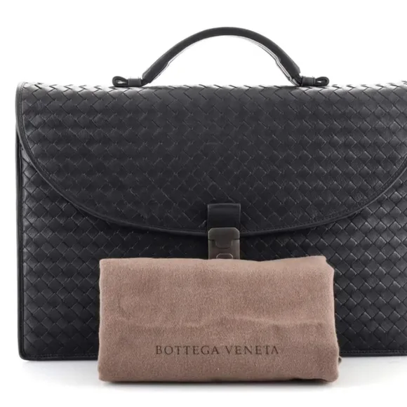 Authentic Bottega Veneta Envelope Briefcase Intrecciato Nappa BLACK - Picture 7 of 15